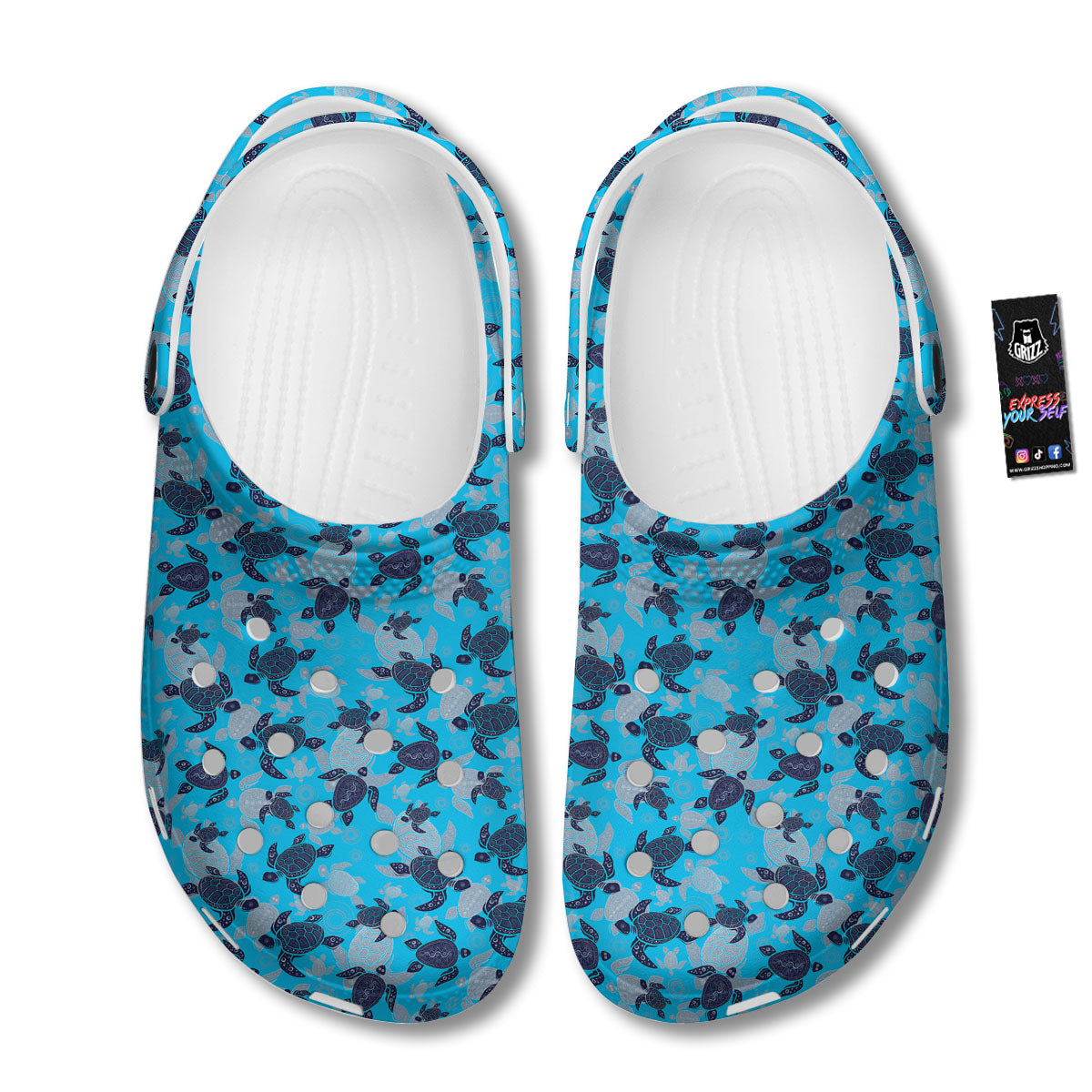 Turtle Blue Sea Print Pattern Clog-grizzshop