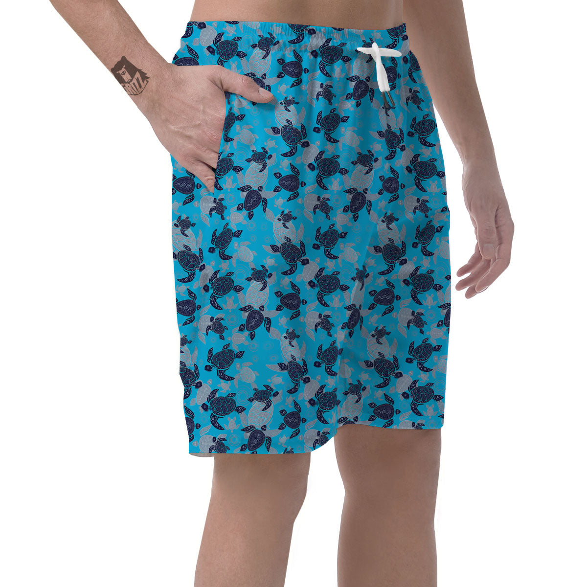 Turtle Blue Sea Print Pattern Men's Shorts-grizzshop