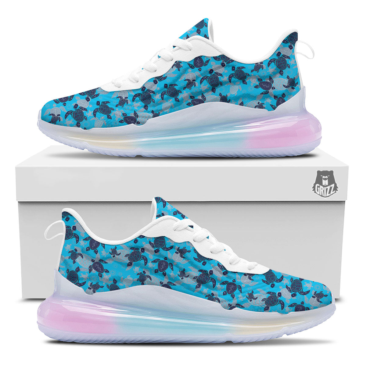 Turtle Blue Sea Print Pattern Running Sneakers-grizzshop