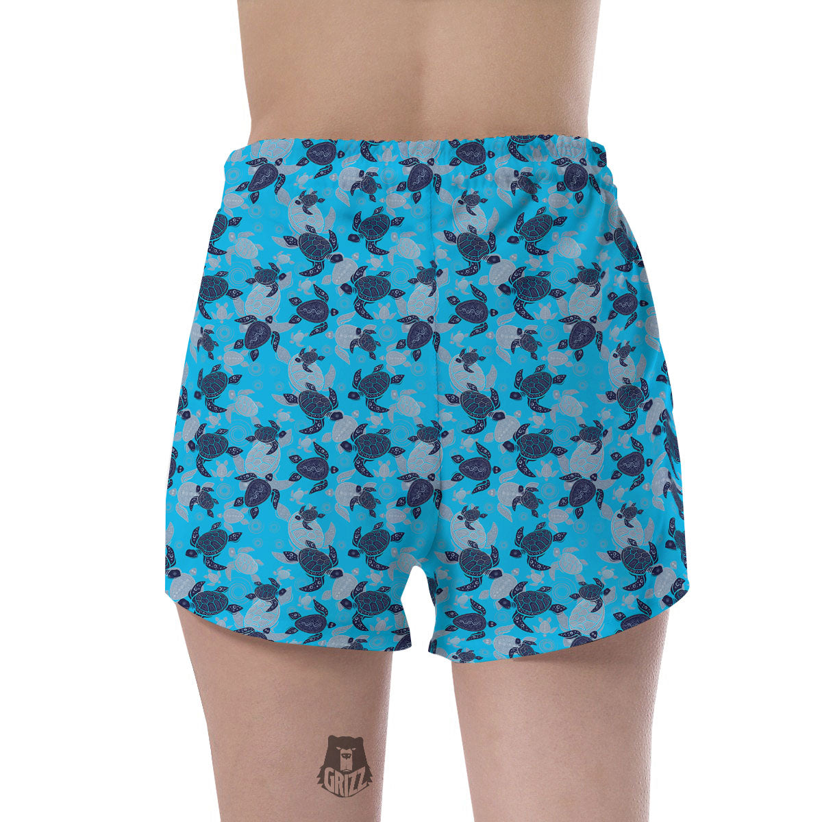 Turtle Blue Sea Print Pattern Women's Shorts-grizzshop