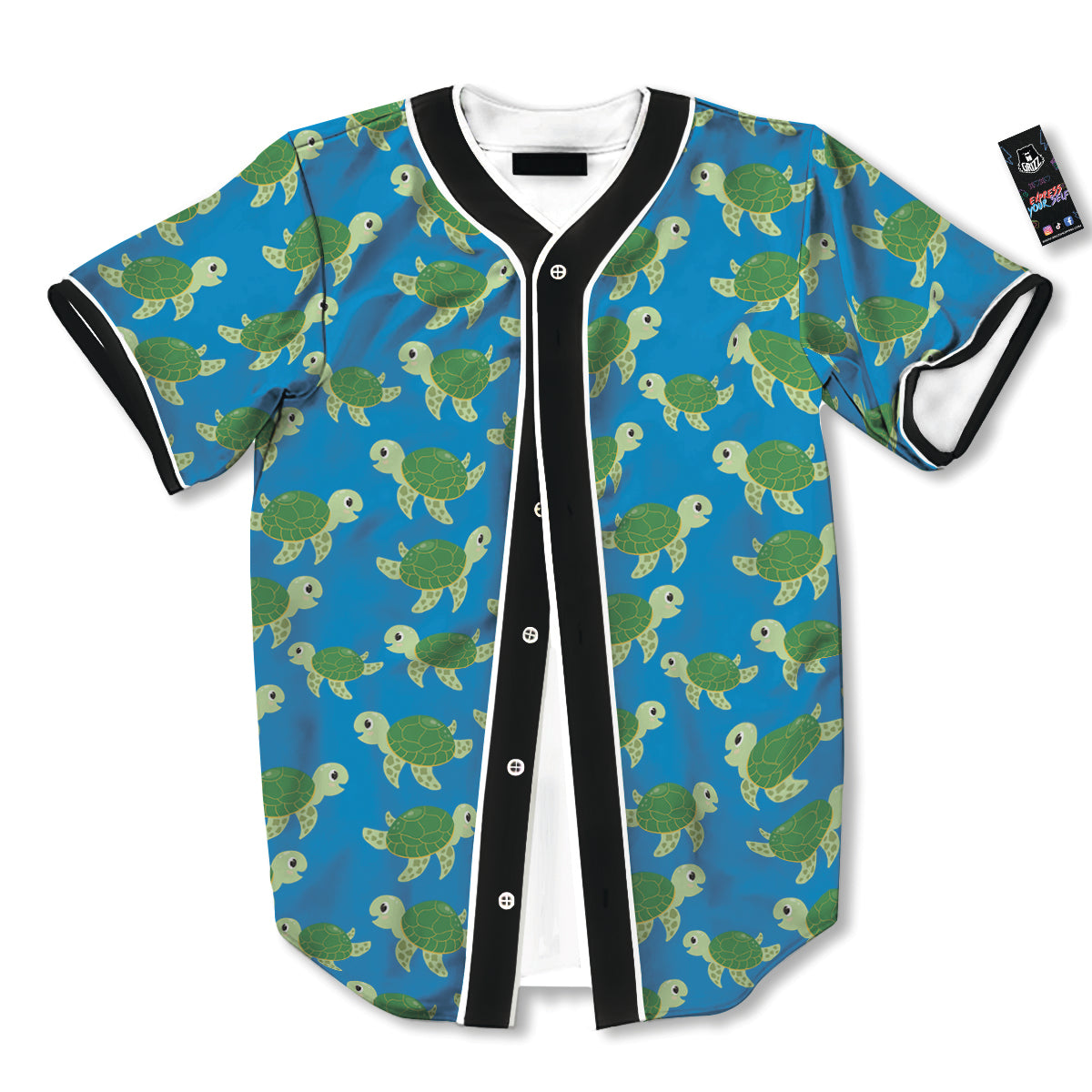 Turtle Cartoon Print Pattern Baseball Jersey-grizzshop