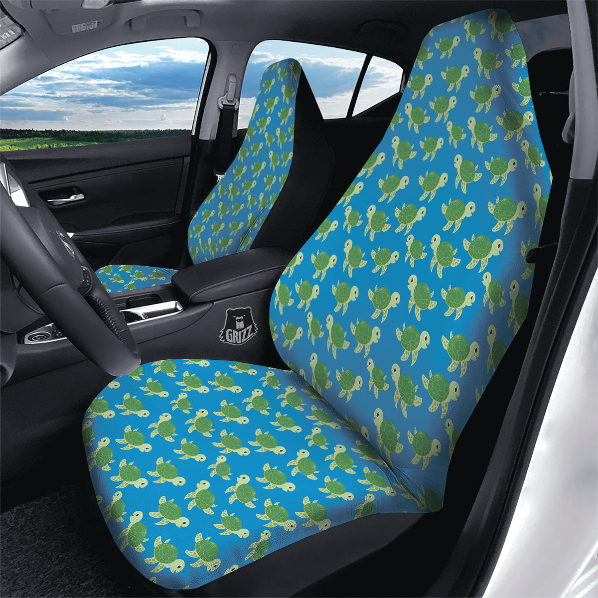 Turtle Cartoon Print Pattern Car Seat Covers-grizzshop