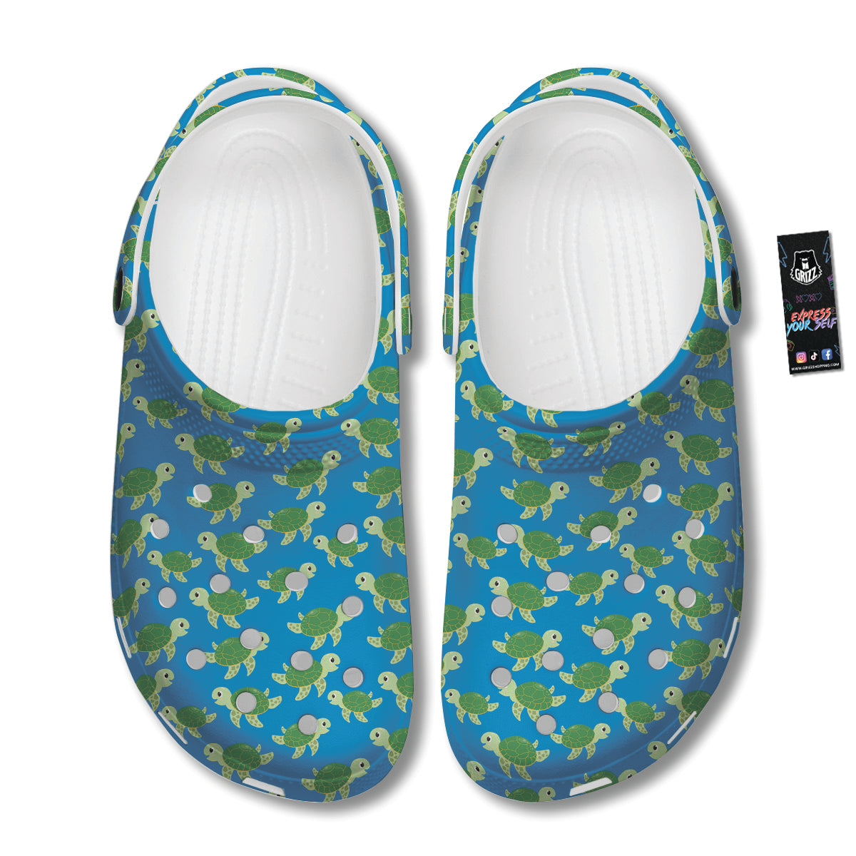 Turtle Cartoon Print Pattern Clog-grizzshop