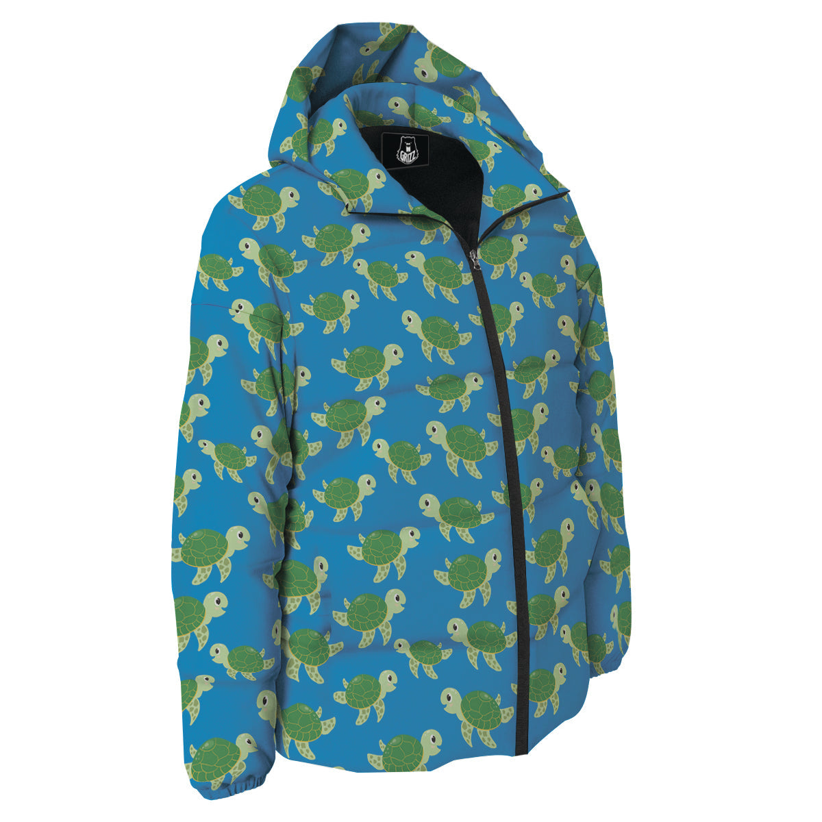 Turtle Cartoon Print Pattern Down Jacket-grizzshop