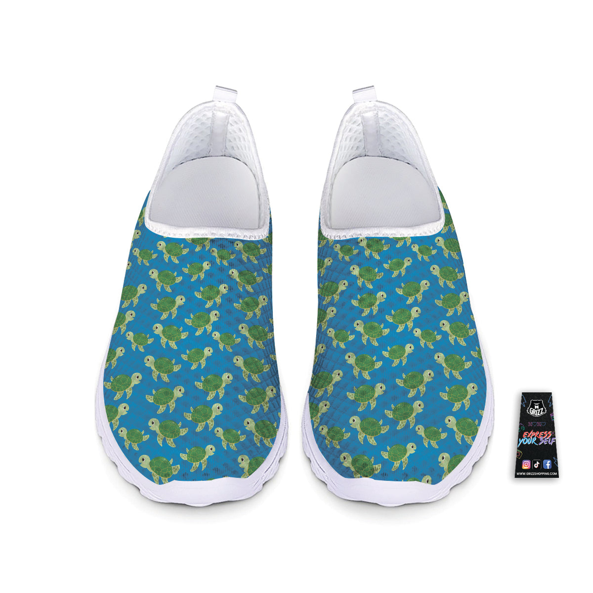 Turtle Cartoon Print Pattern Nurse Shoes-grizzshop