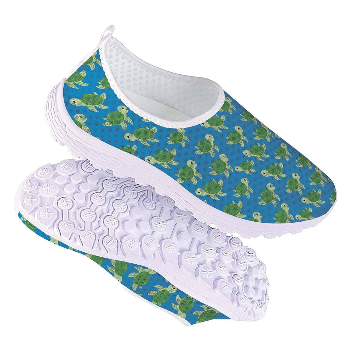 Turtle Cartoon Print Pattern Nurse Shoes-grizzshop