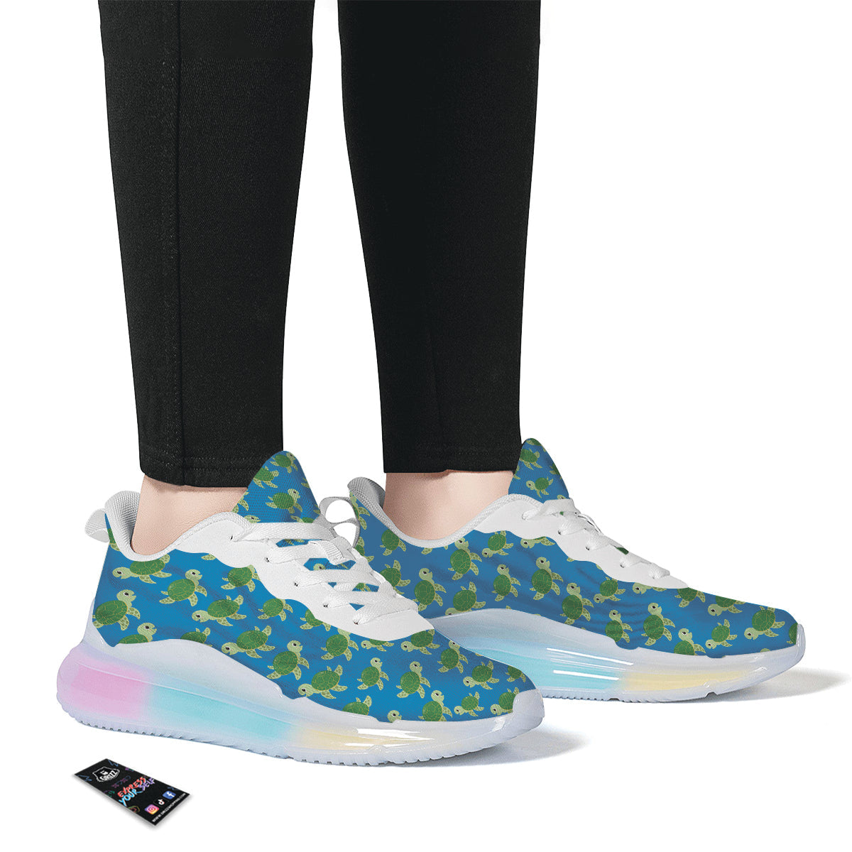 Turtle Cartoon Print Pattern Running Sneakers-grizzshop