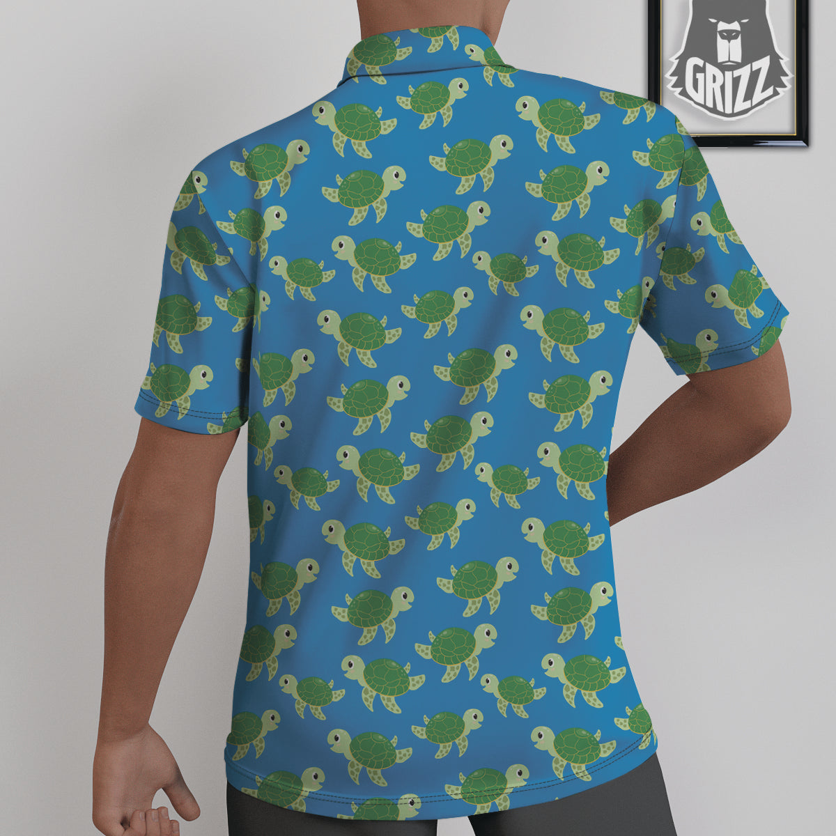 Turtle Cartoon Print Pattern Untucked Shirts-grizzshop