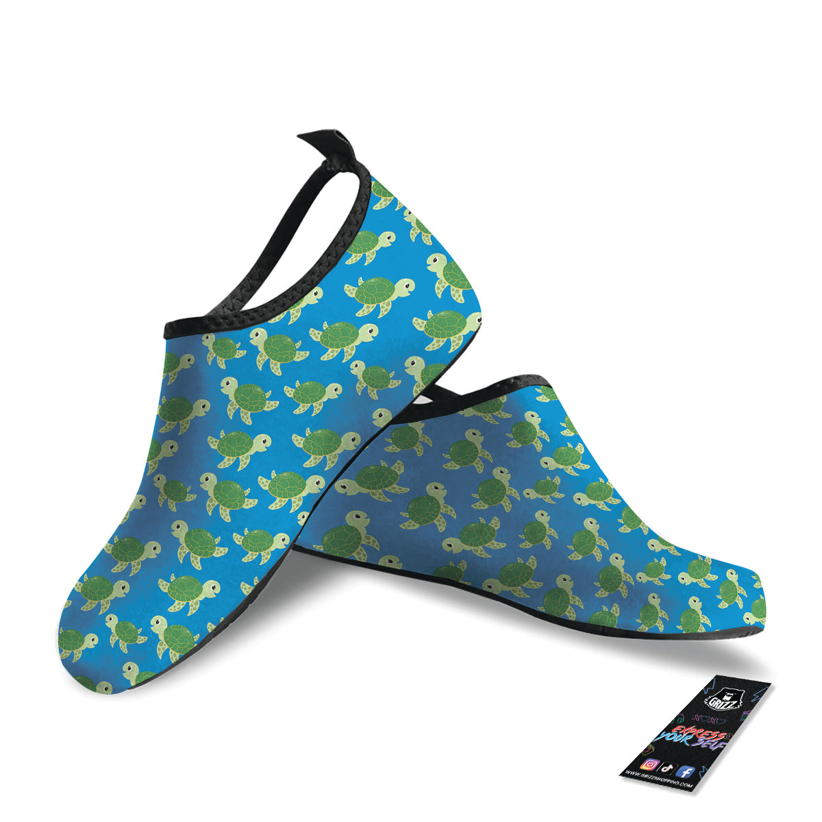 Turtle Cartoon Print Pattern Water Shoes-grizzshop