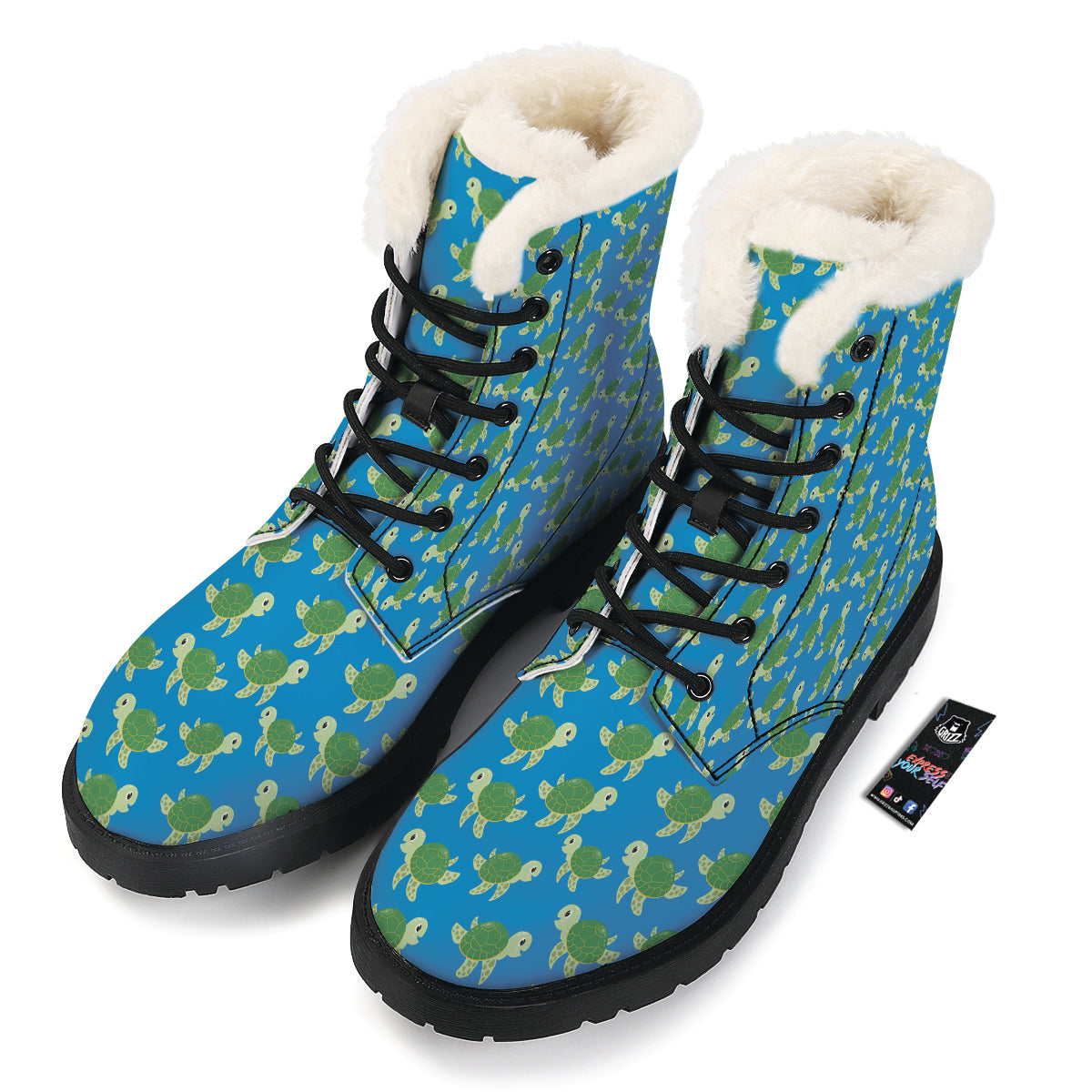 Turtle Cartoon Print Pattern Winter Boots-grizzshop