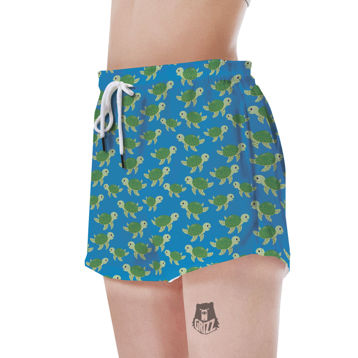 Turtle Cartoon Print Pattern Women's Shorts-grizzshop