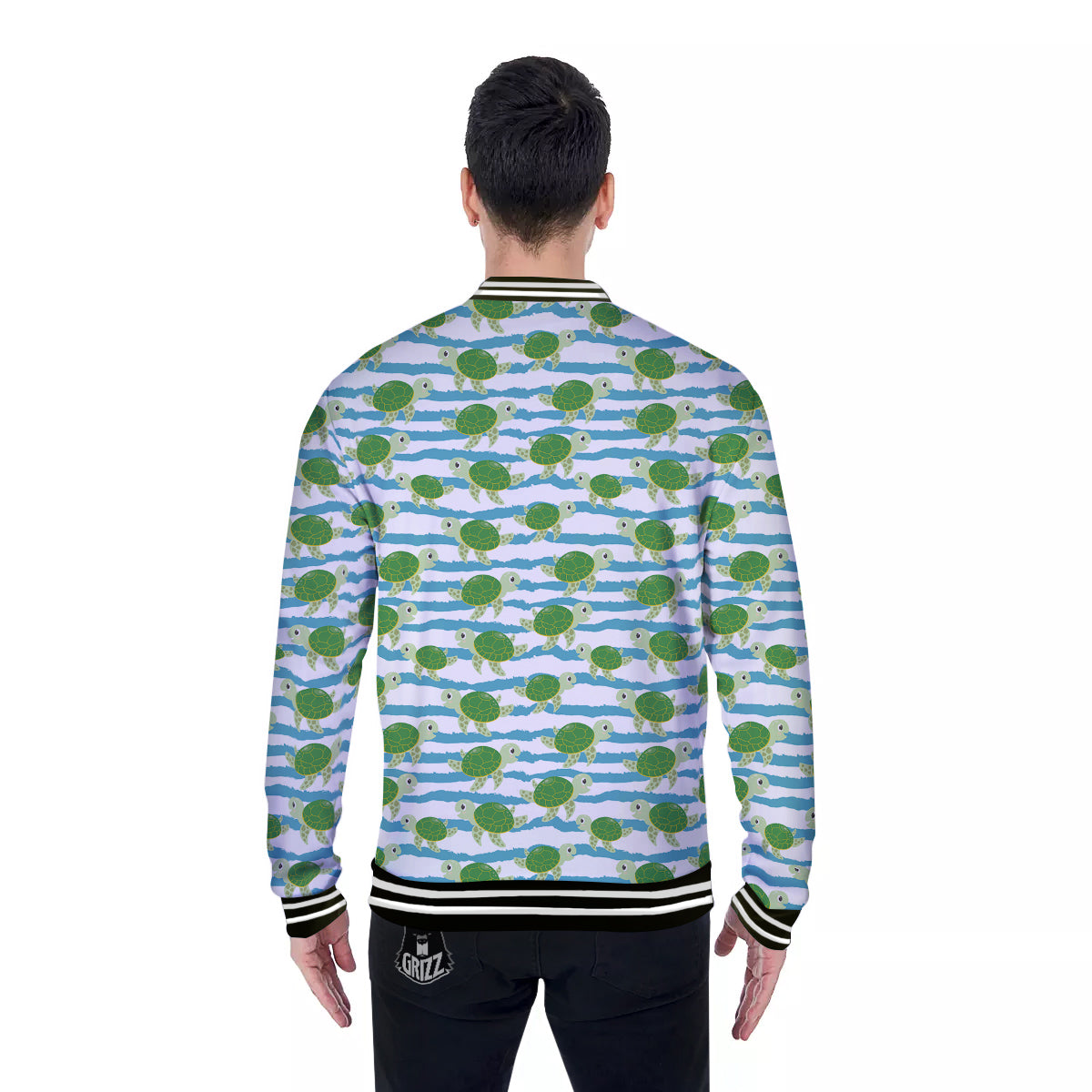 Turtle Cute Sea Print Pattern Baseball Jacket-grizzshop
