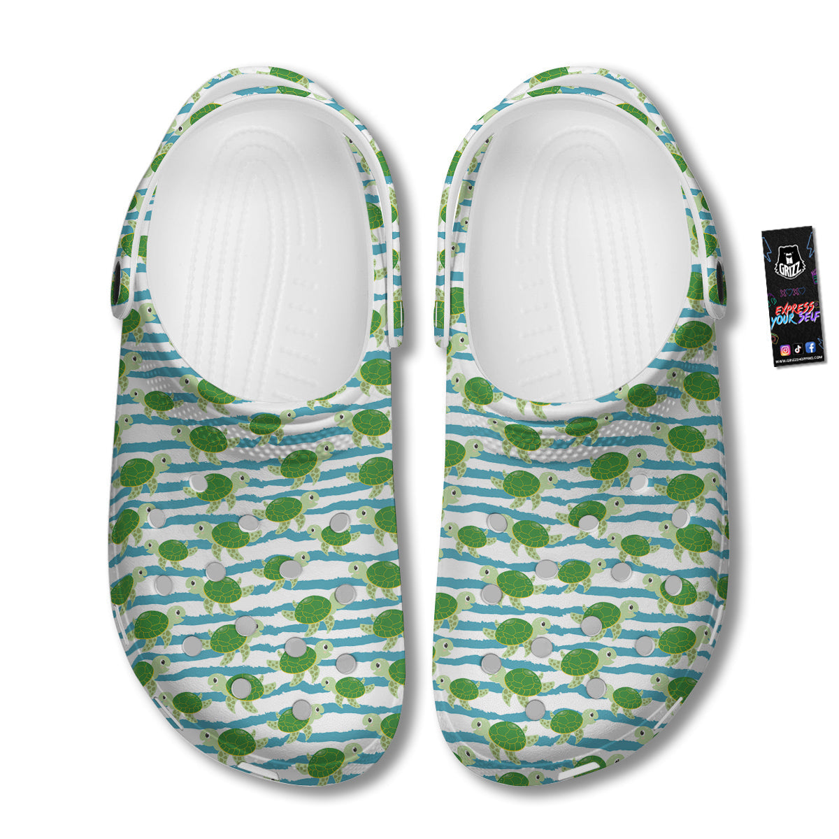 Turtle Cute Sea Print Pattern Clog-grizzshop