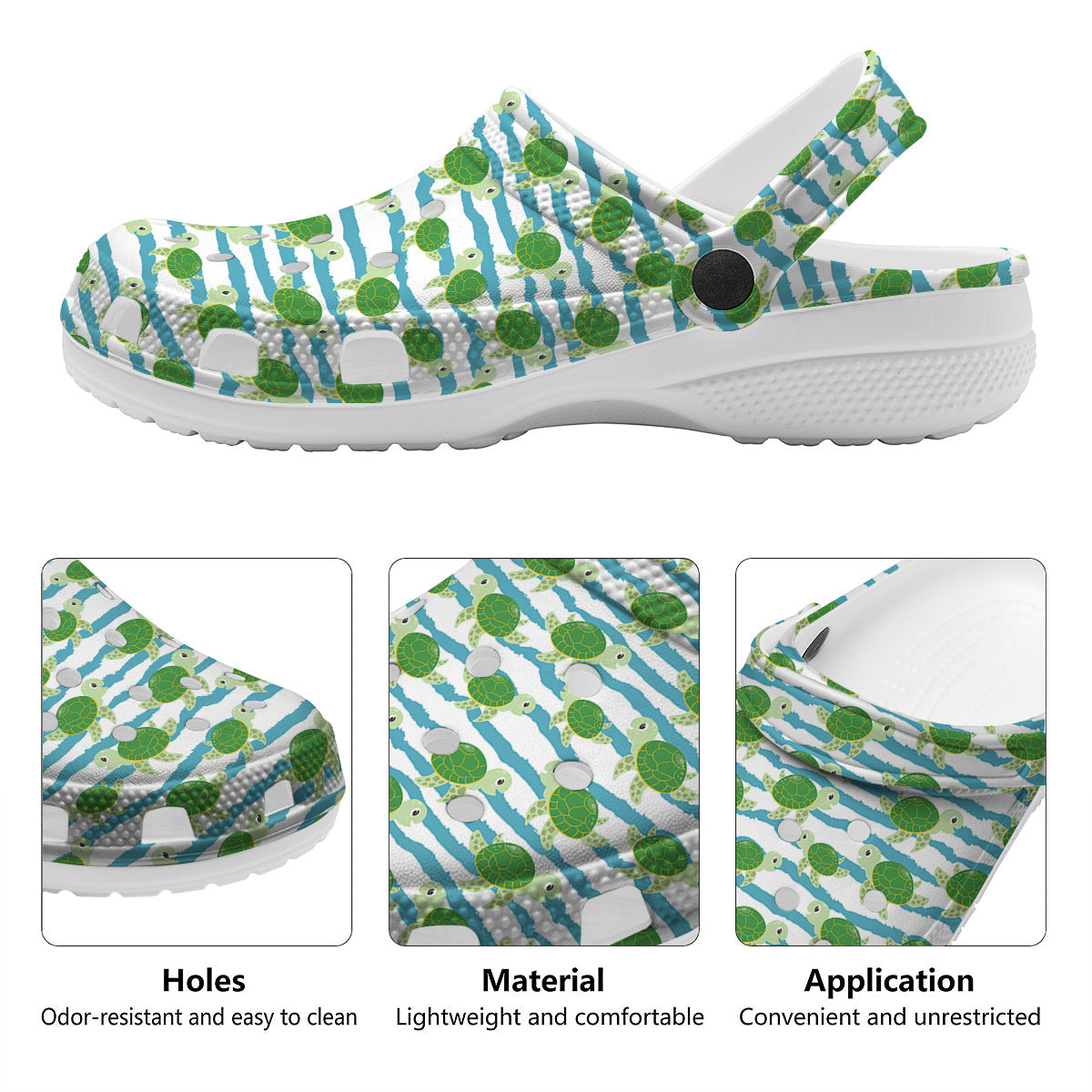Turtle Cute Sea Print Pattern Clog-grizzshop