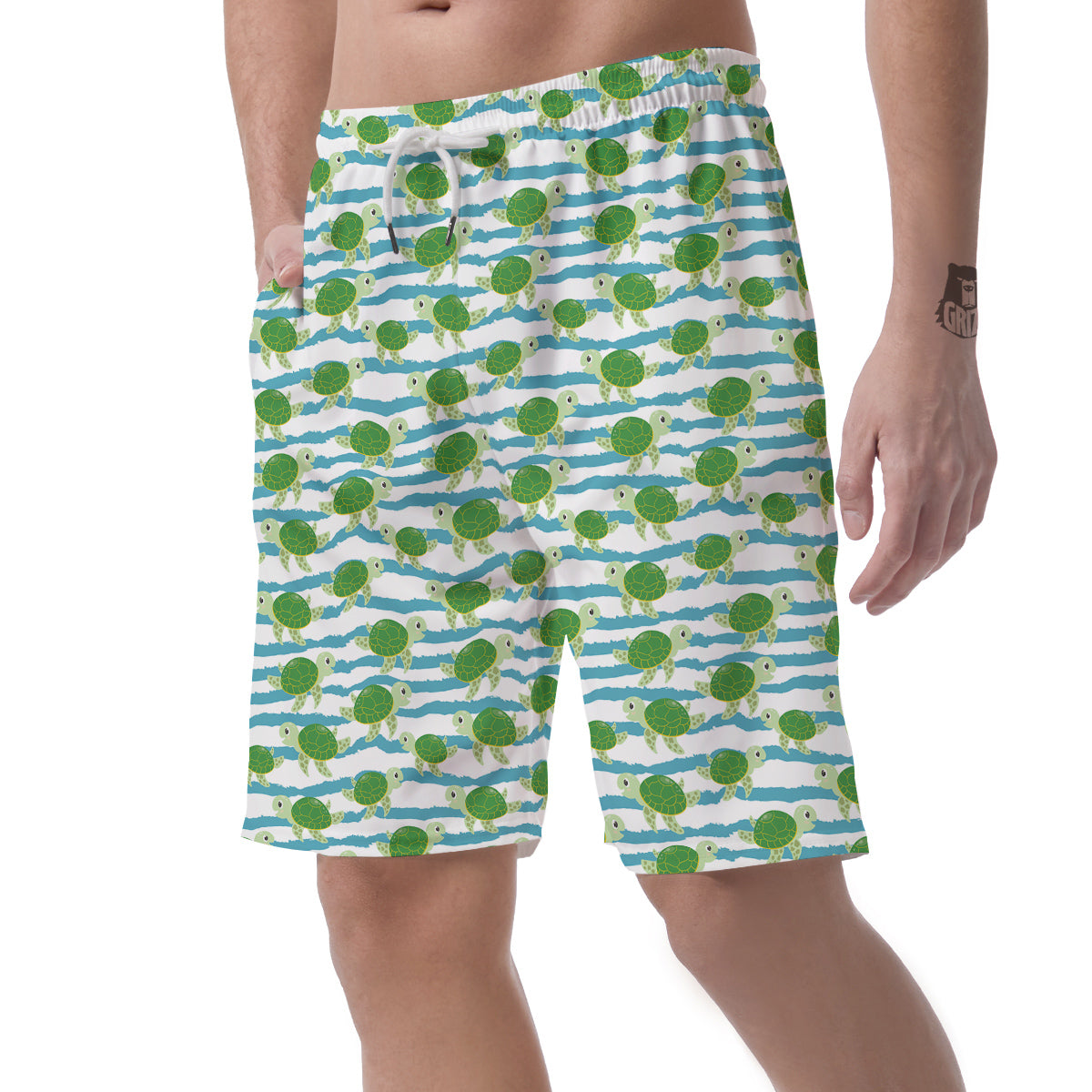 Turtle Cute Sea Print Pattern Men's Shorts-grizzshop