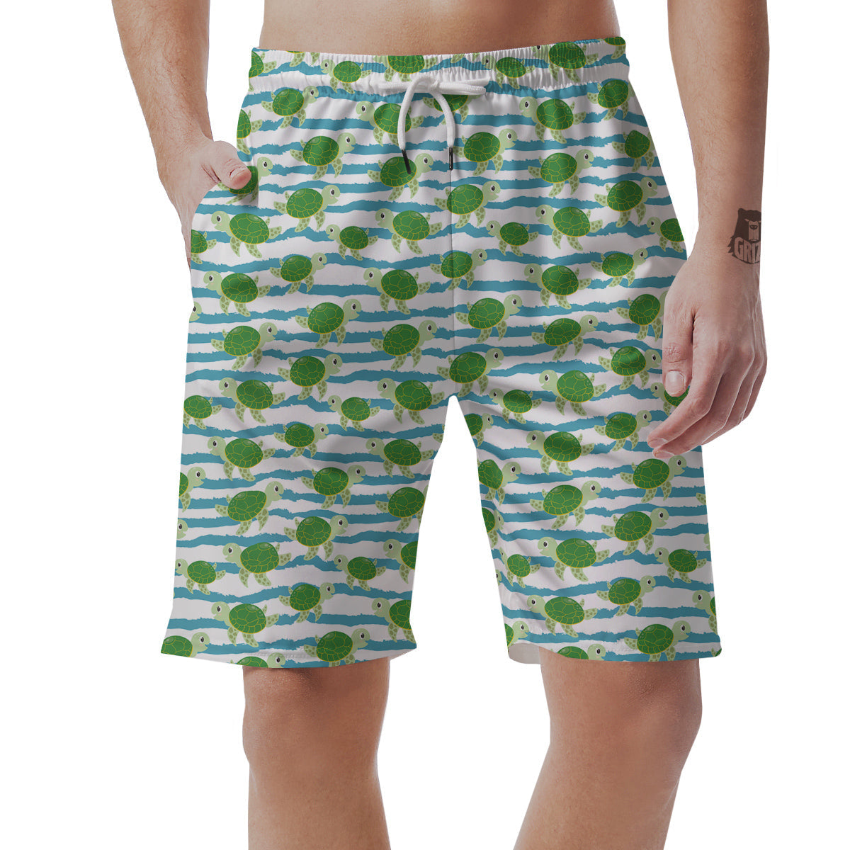 Turtle Cute Sea Print Pattern Men's Shorts-grizzshop