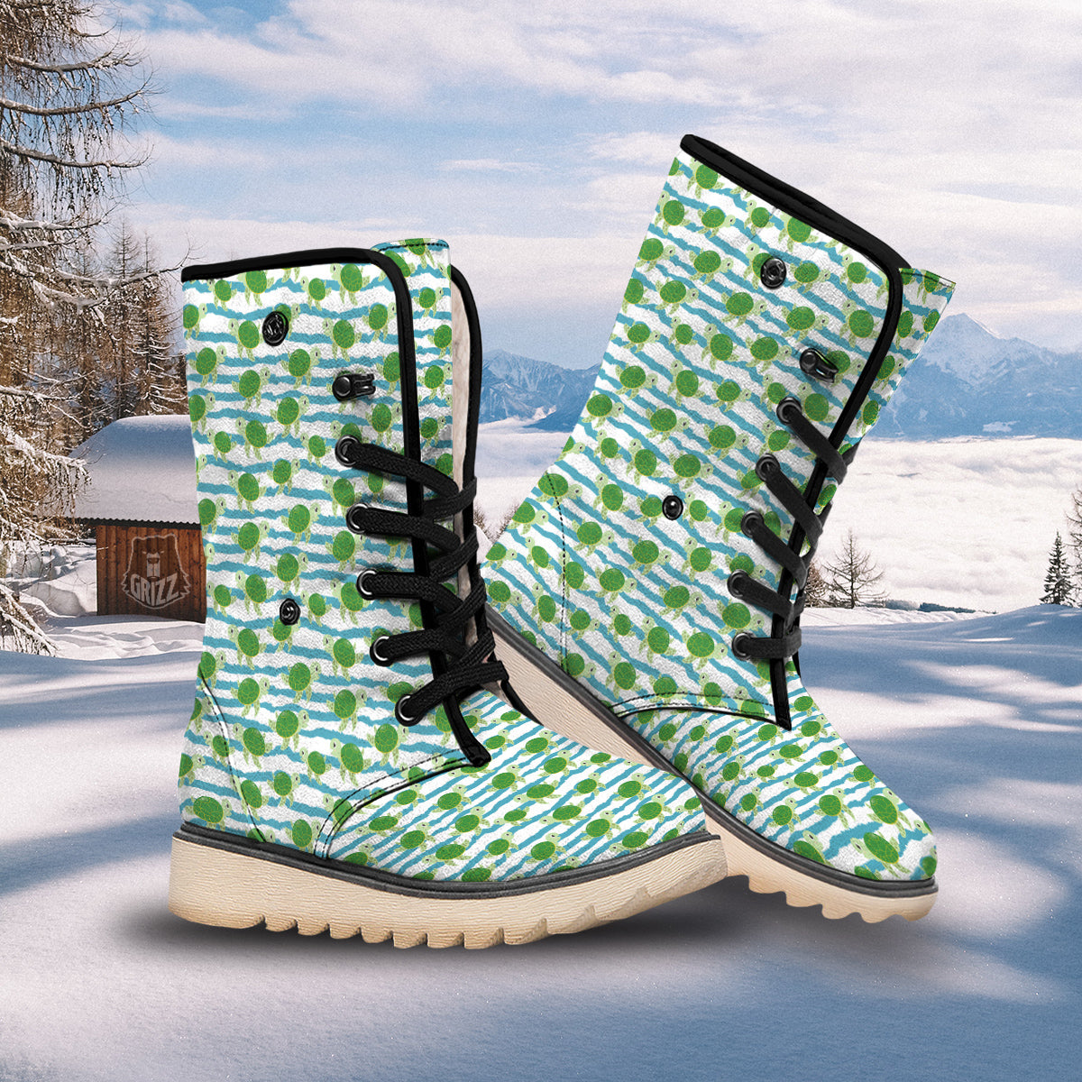 Turtle Cute Sea Print Pattern Snow Boots-grizzshop