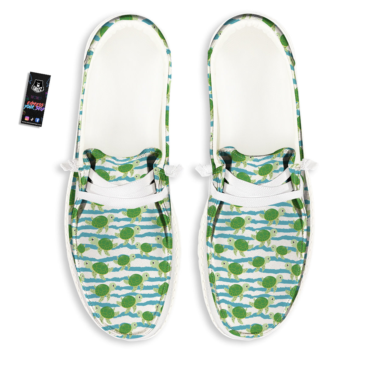 Turtle Cute Sea Print Pattern White Loafers-grizzshop