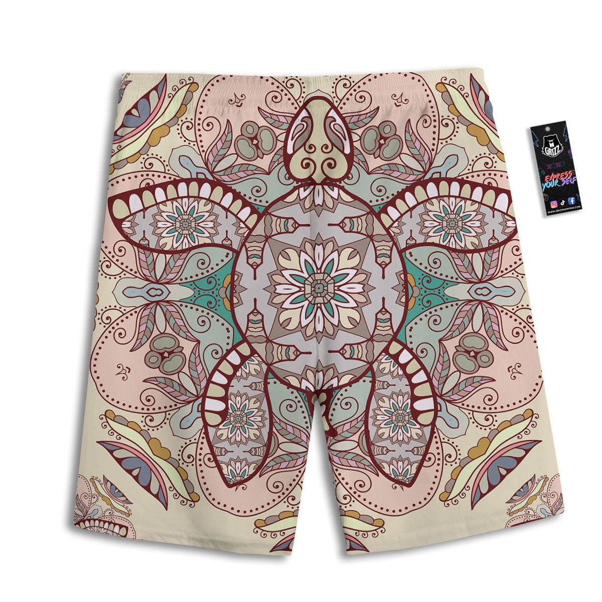 Turtle Polynesian Sea Print Men's Athletic Shorts