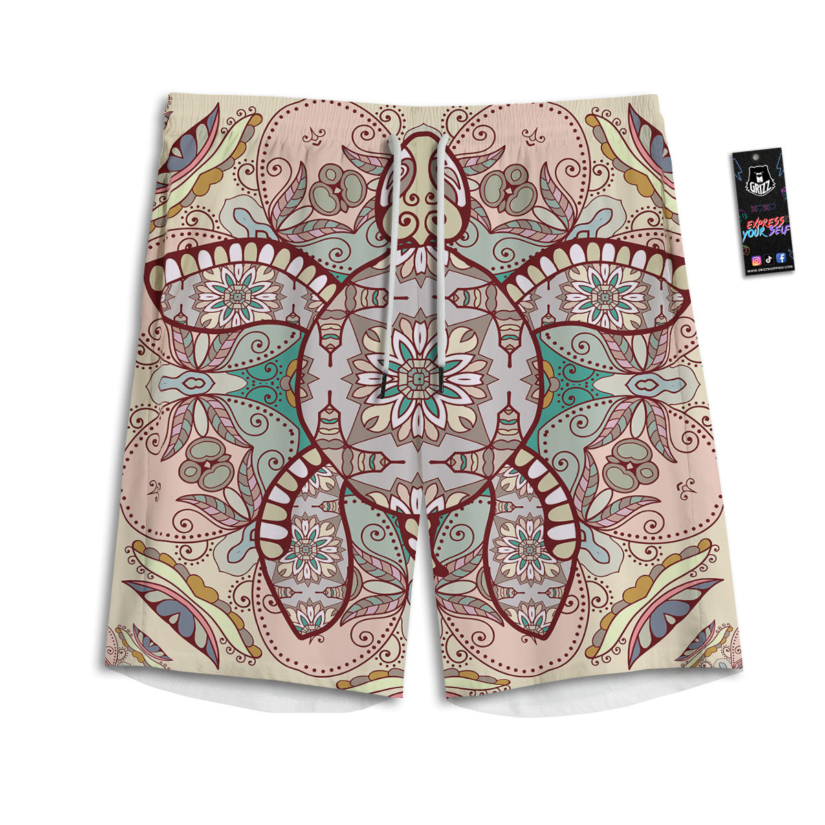 Turtle Polynesian Sea Print Men's Athletic Shorts