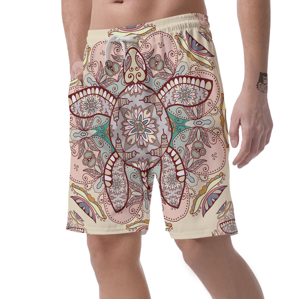 Turtle Polynesian Sea Print Men's Shorts-grizzshop
