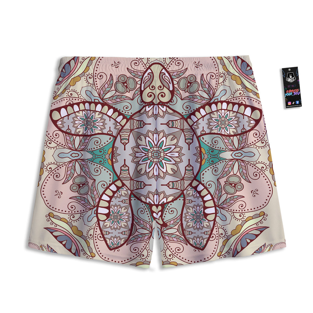 Turtle Polynesian Sea Print Mesh Shorts