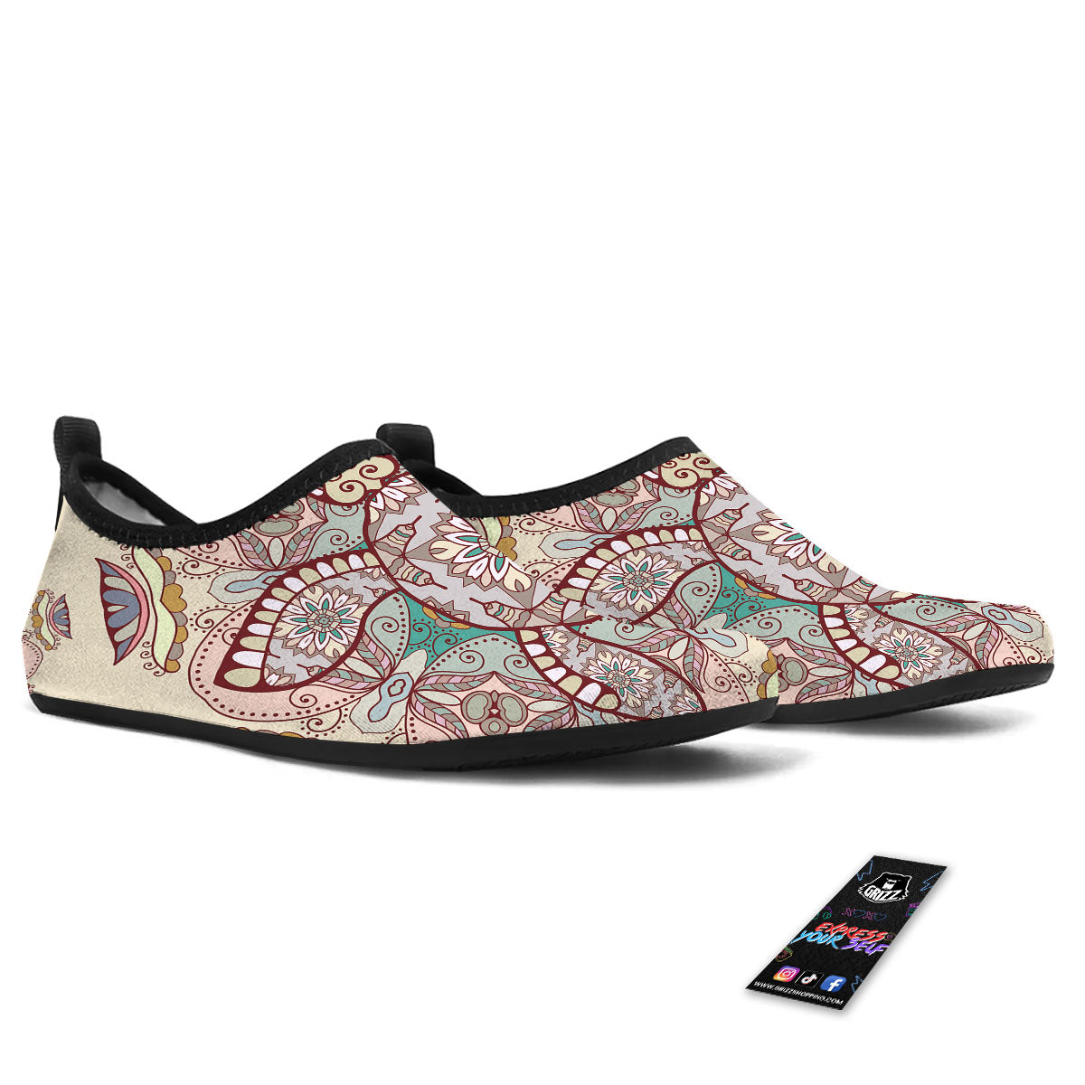 Turtle Polynesian Sea Print Water Shoes-grizzshop