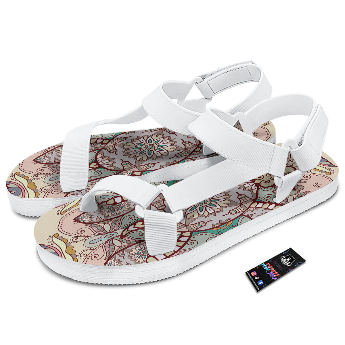 Turtle Polynesian Sea Print White Open Toe Sandals-grizzshop