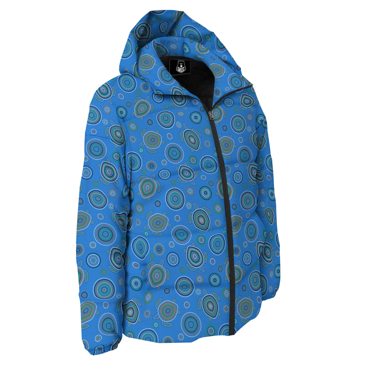 Turtle Sea Aboriginal Print Pattern Down Jacket-grizzshop