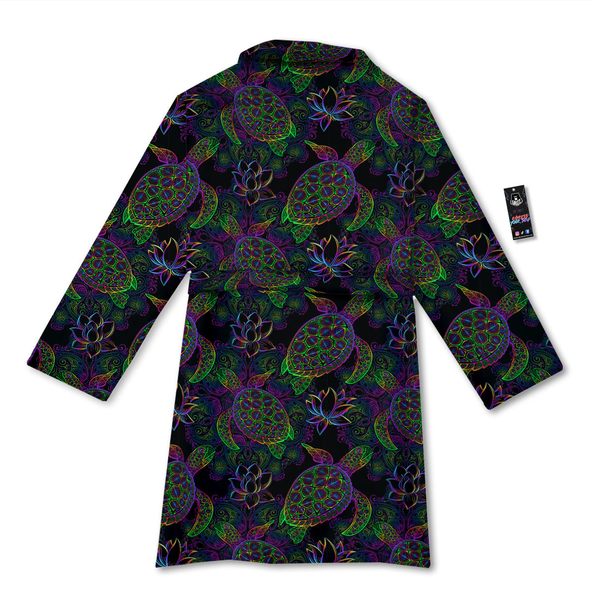 Turtle Sea Psychedelic Print Pattern Bathrobe-grizzshop