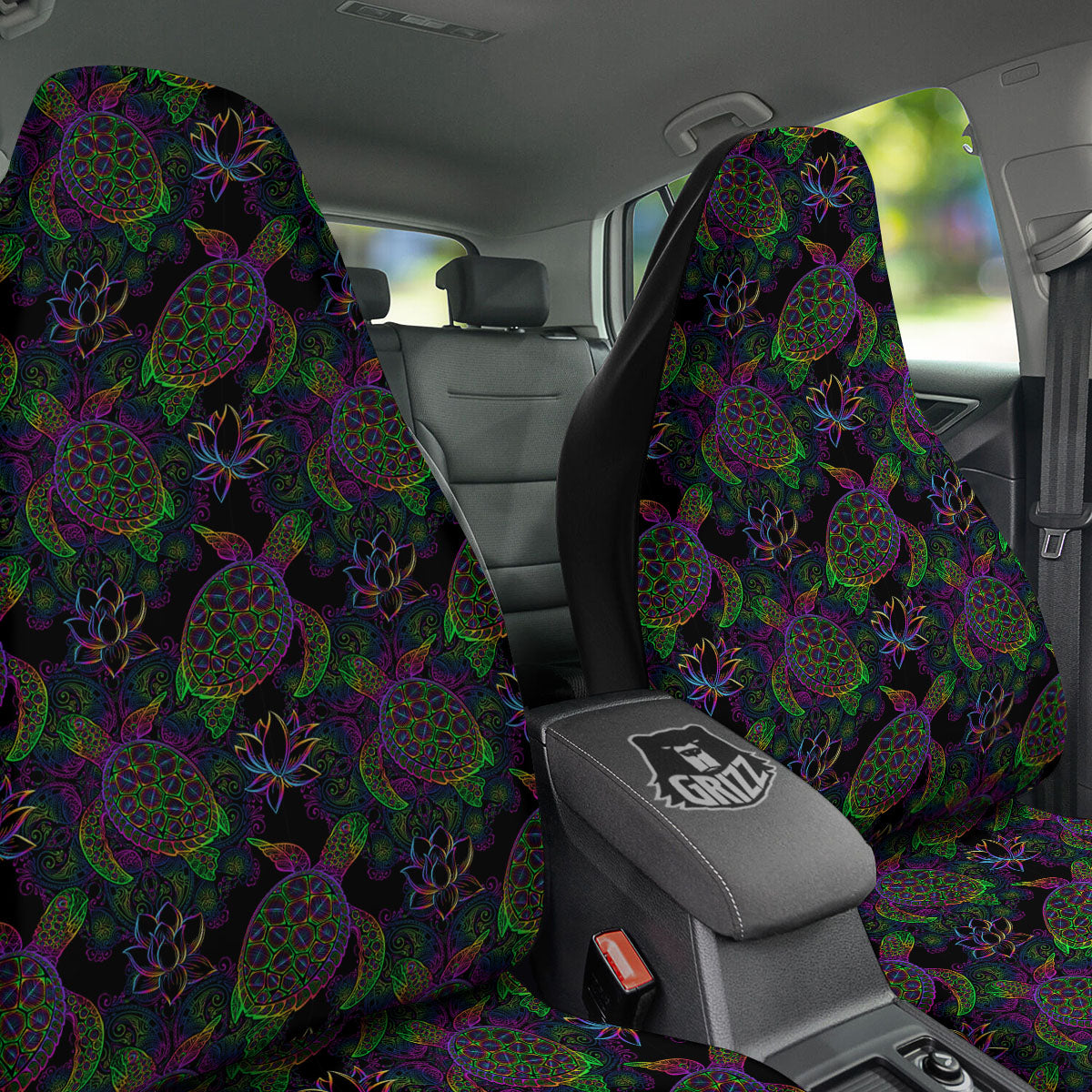 Turtle Sea Psychedelic Print Pattern Car Seat Covers-grizzshop