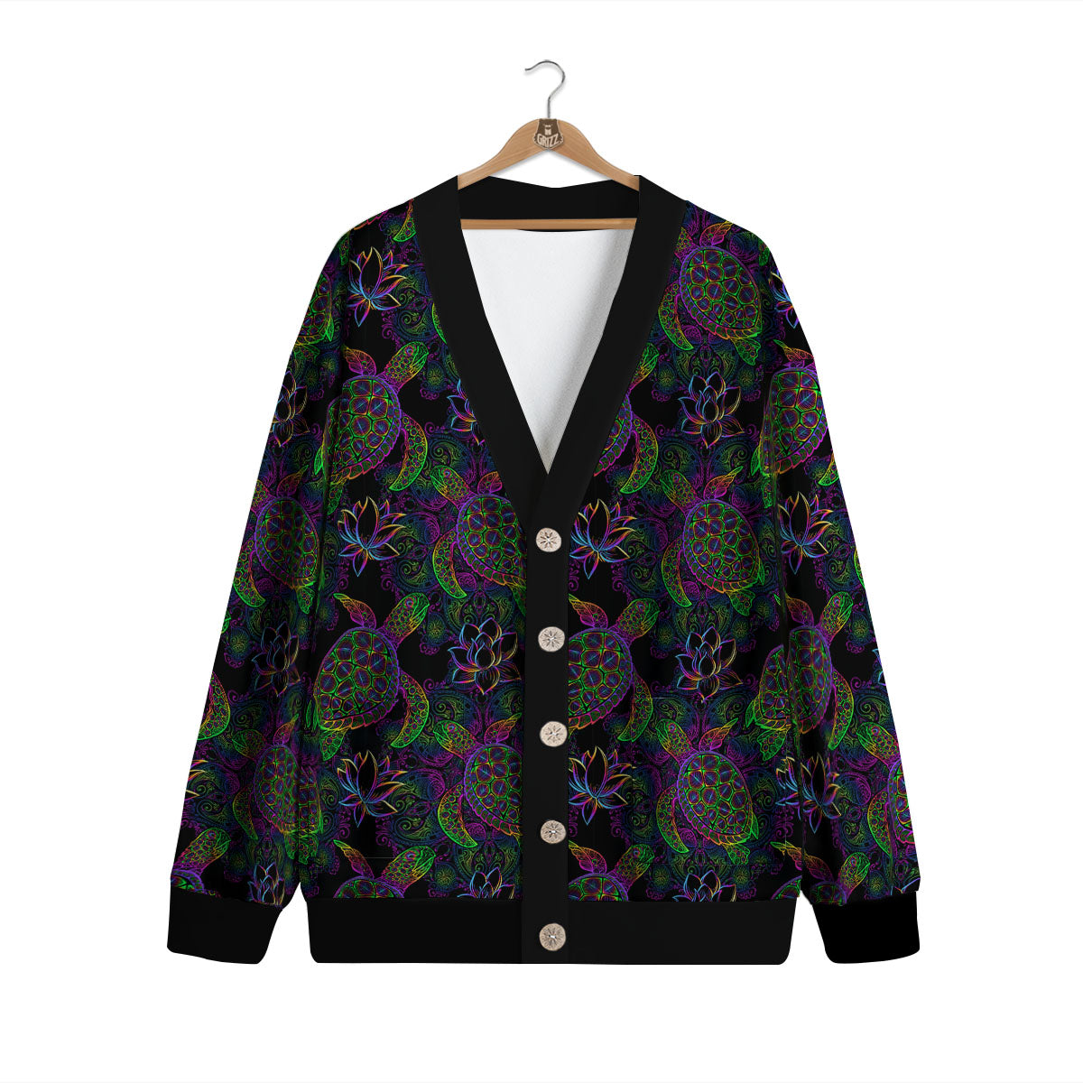Turtle Sea Psychedelic Print Pattern Cardigan-grizzshop