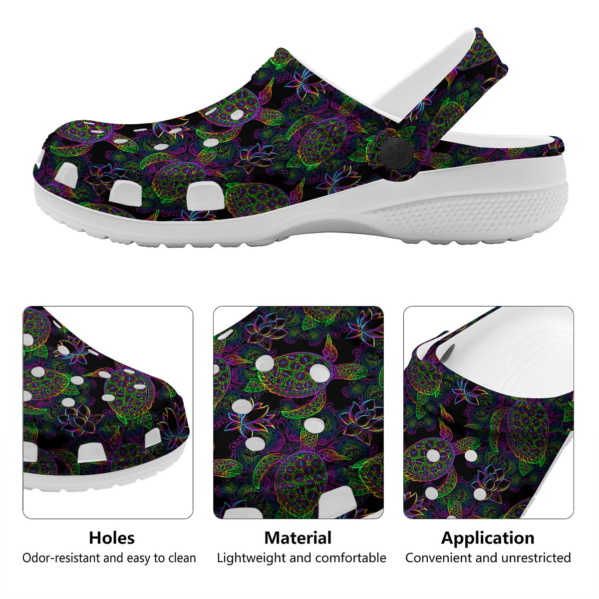 Turtle Sea Psychedelic Print Pattern Clog-grizzshop
