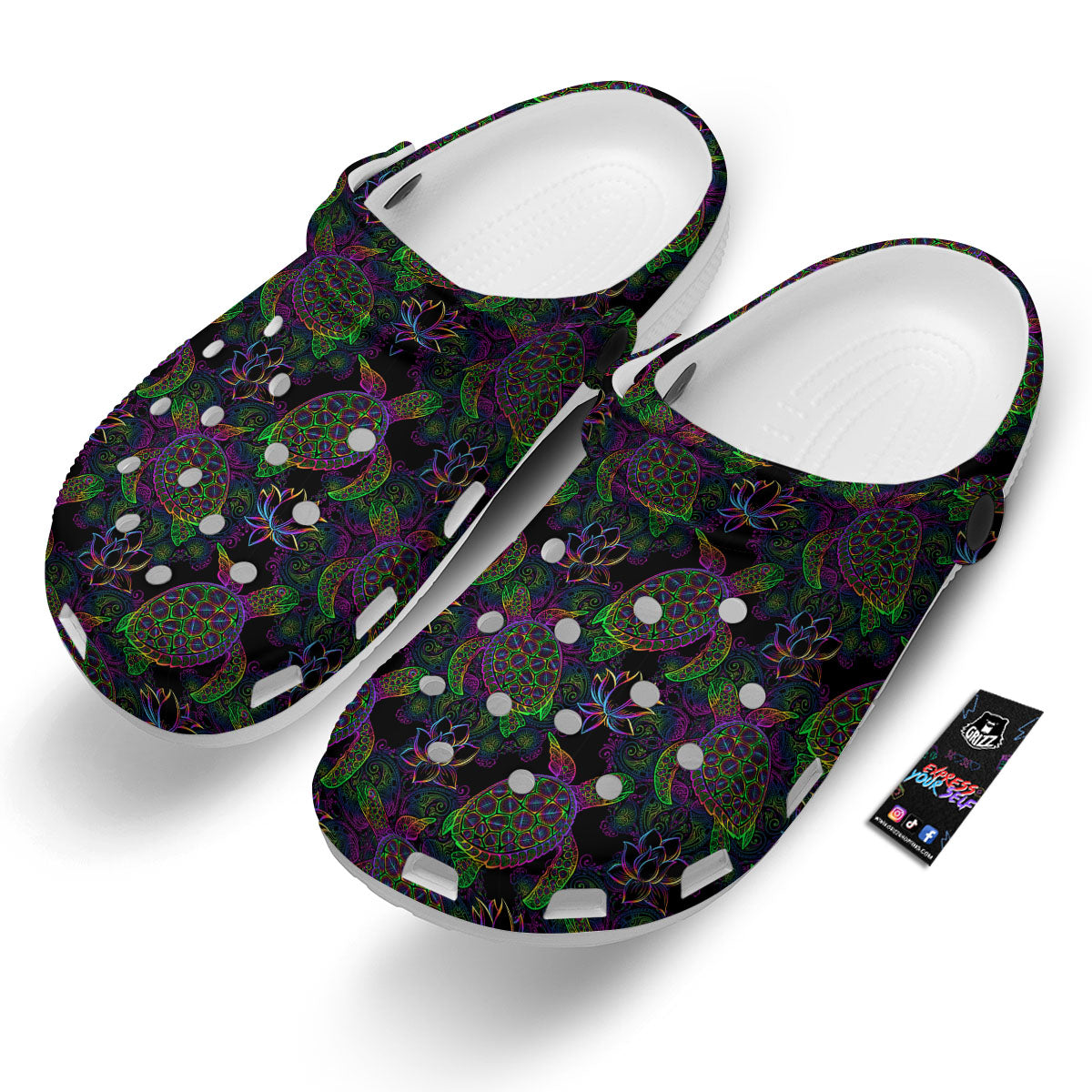 Turtle Sea Psychedelic Print Pattern Clog-grizzshop