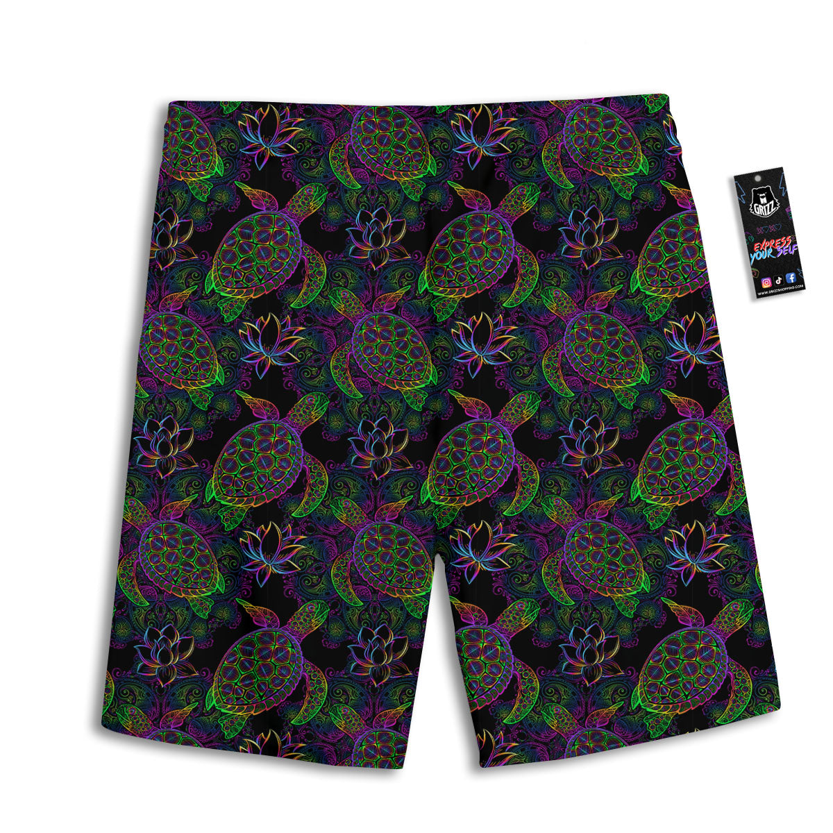 Turtle Sea Psychedelic Print Pattern Men's Athletic Shorts
