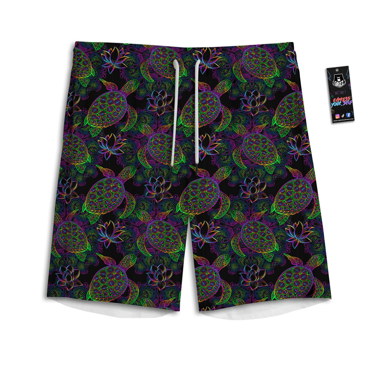 Turtle Sea Psychedelic Print Pattern Men's Athletic Shorts