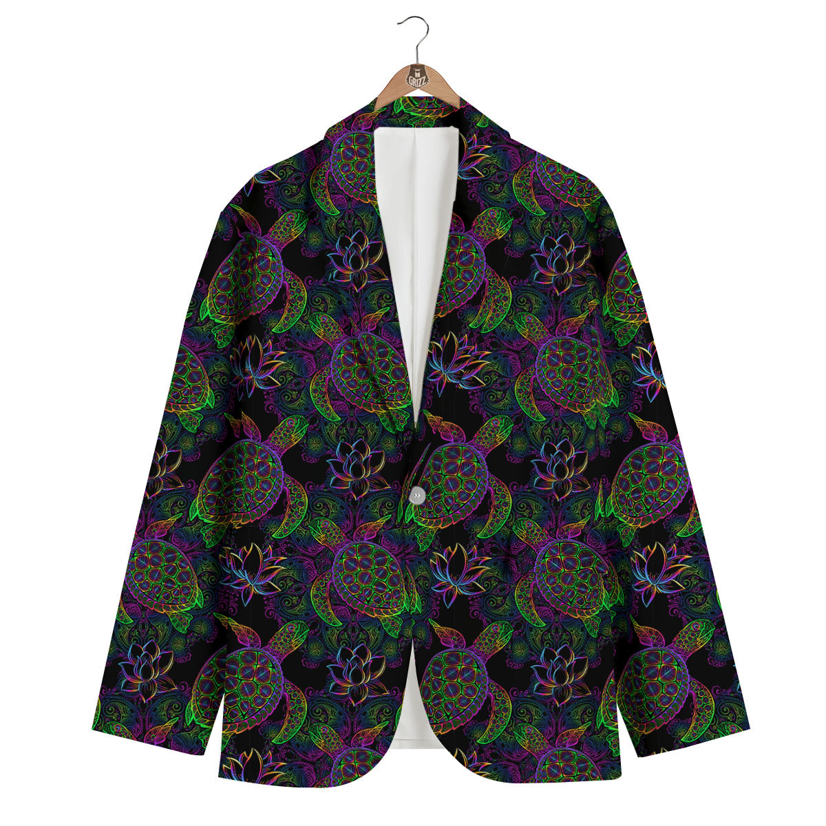Turtle Sea Psychedelic Print Pattern Men's Blazer-grizzshop