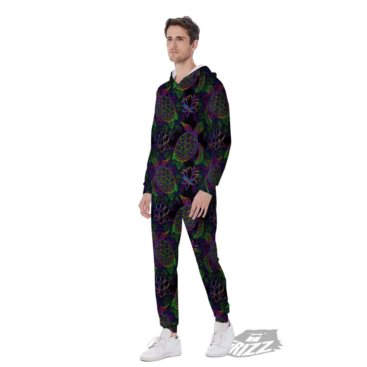 Turtle Sea Psychedelic Print Pattern Men's Jumpsuit-grizzshop