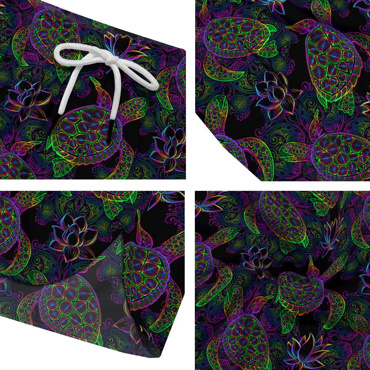 Turtle Sea Psychedelic Print Pattern Men's Running Shorts-grizzshop