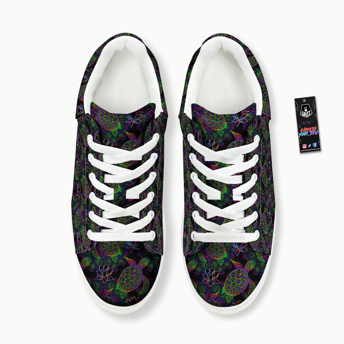 Turtle Sea Psychedelic Print Pattern Platform Shoes-grizzshop