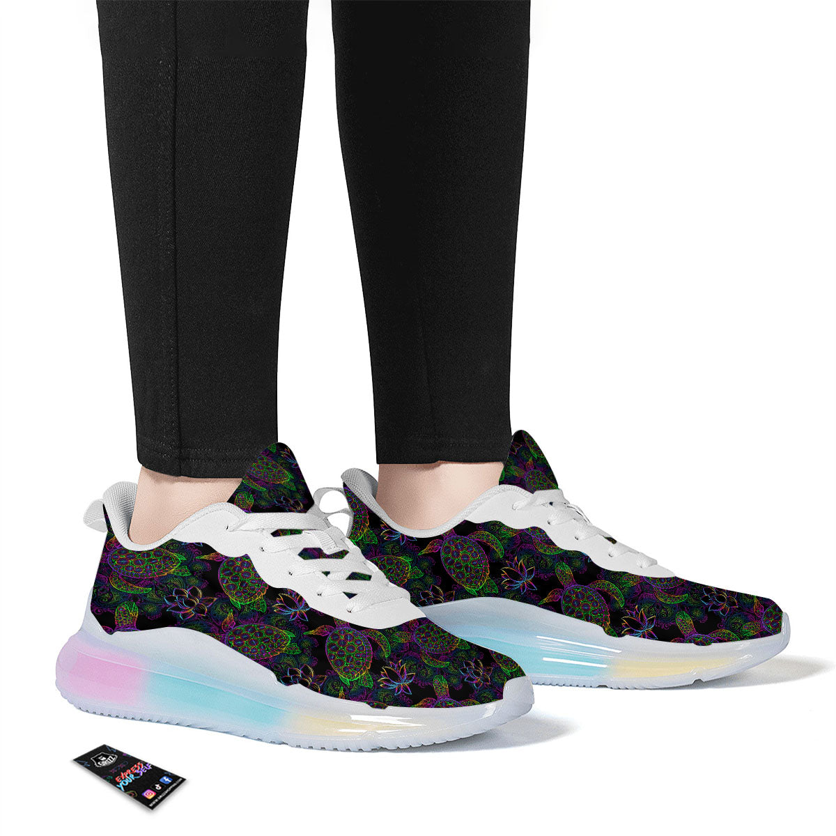 Turtle Sea Psychedelic Print Pattern Running Sneakers-grizzshop