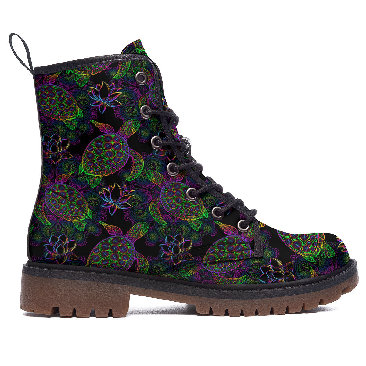 Turtle Sea Psychedelic Print Pattern Work Boots-grizzshop