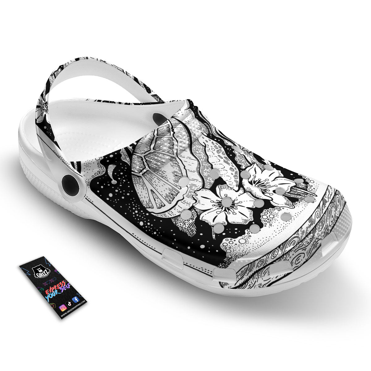 Turtle Sea Zentangle Print Clog-grizzshop