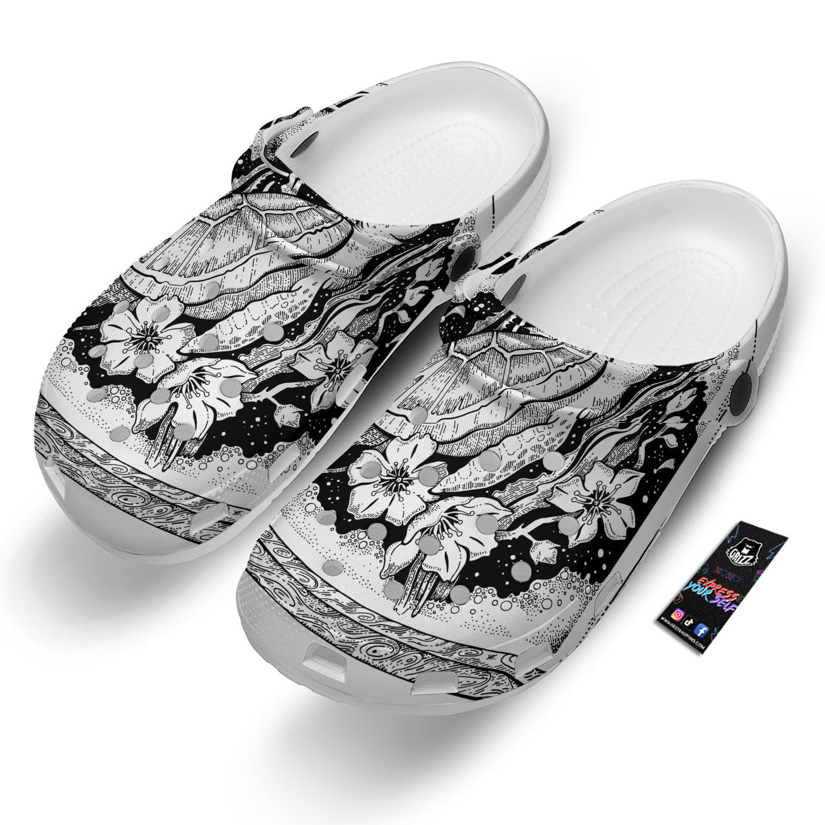 Turtle Sea Zentangle Print Clog-grizzshop