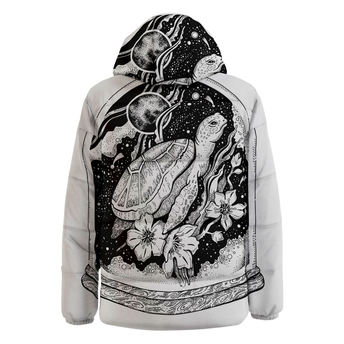 Turtle Sea Zentangle Print Down Jacket-grizzshop