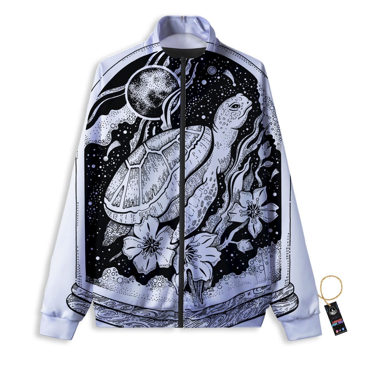 Turtle Sea Zentangle Print Track Jacket-grizzshop