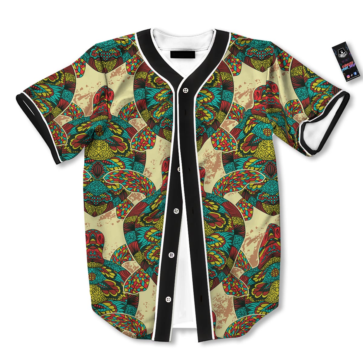 Turtle Tribal Sea Print Pattern Baseball Jersey-grizzshop