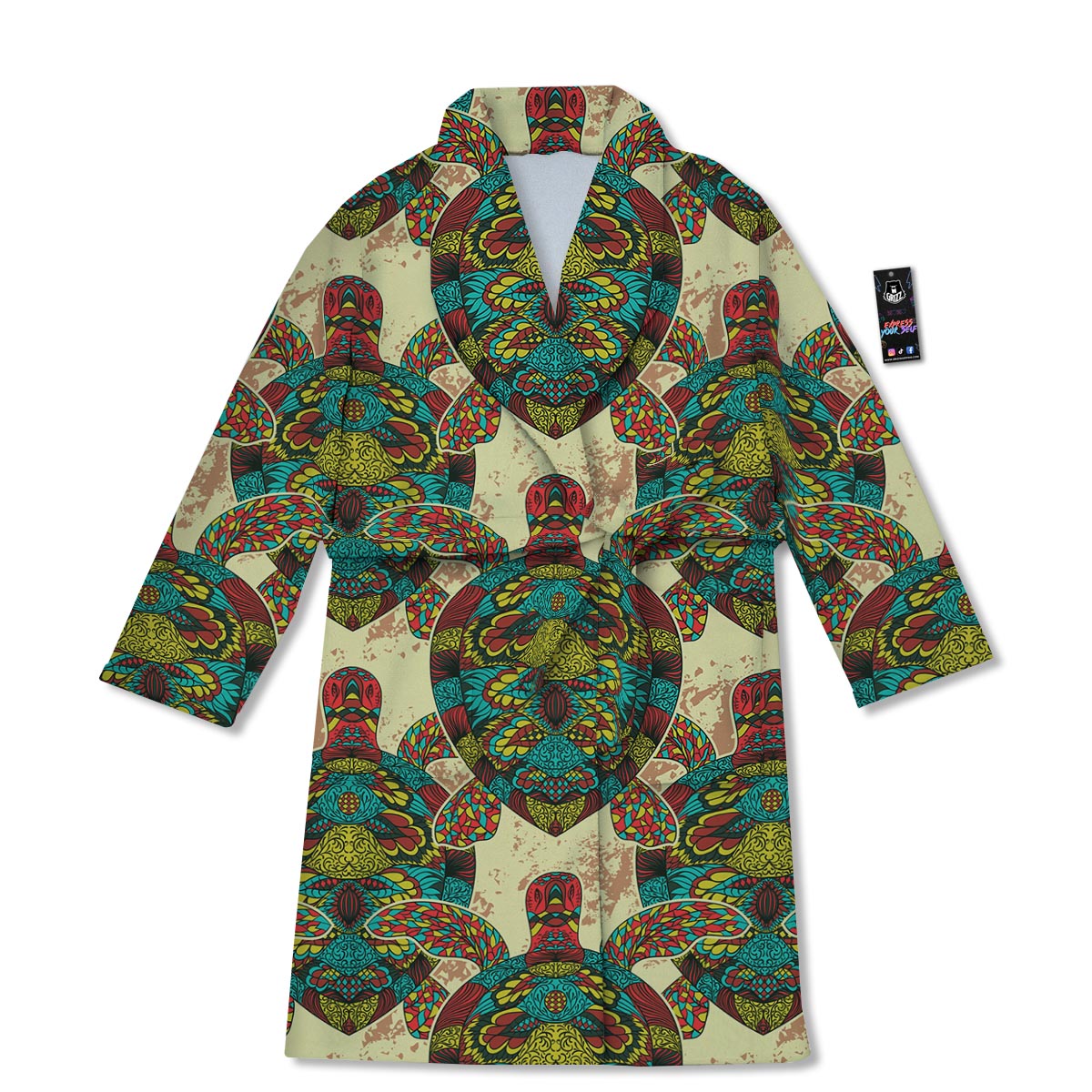 Turtle Tribal Sea Print Pattern Bathrobe-grizzshop
