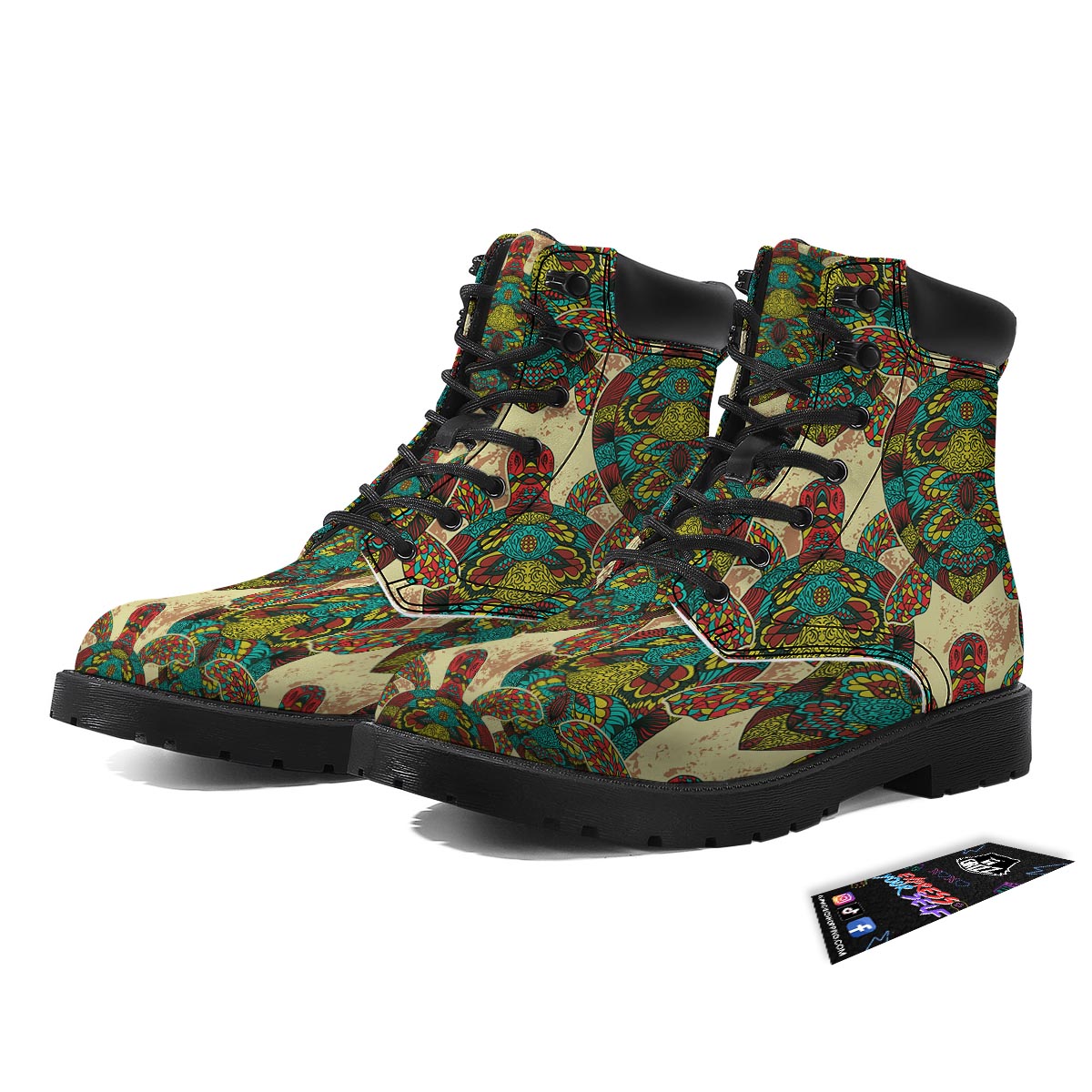 Turtle Tribal Sea Print Pattern Boots-grizzshop