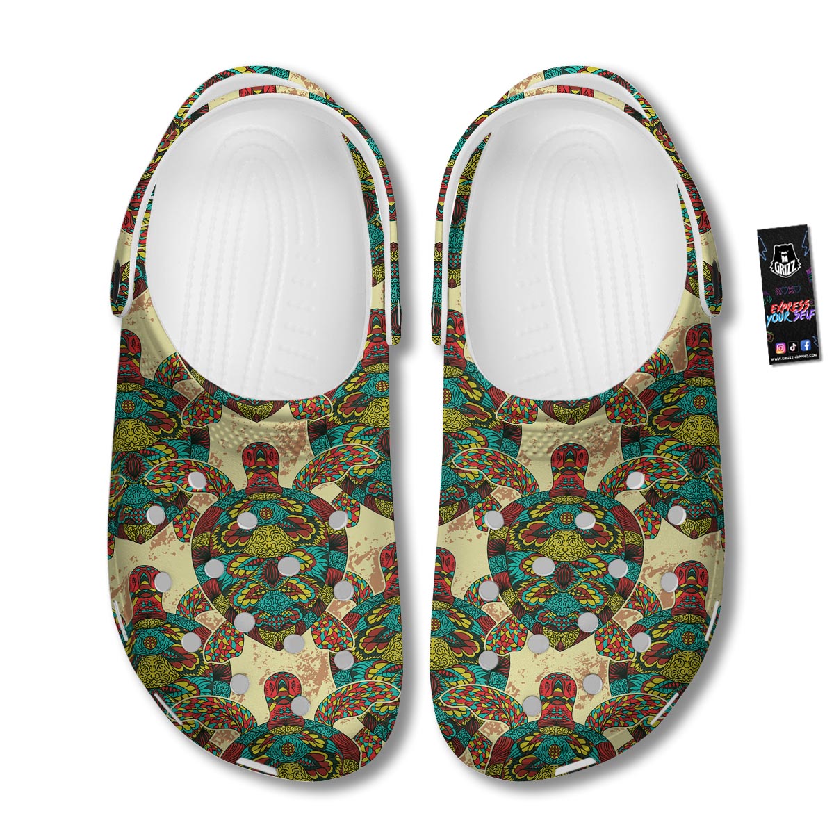 Turtle Tribal Sea Print Pattern Clog-grizzshop